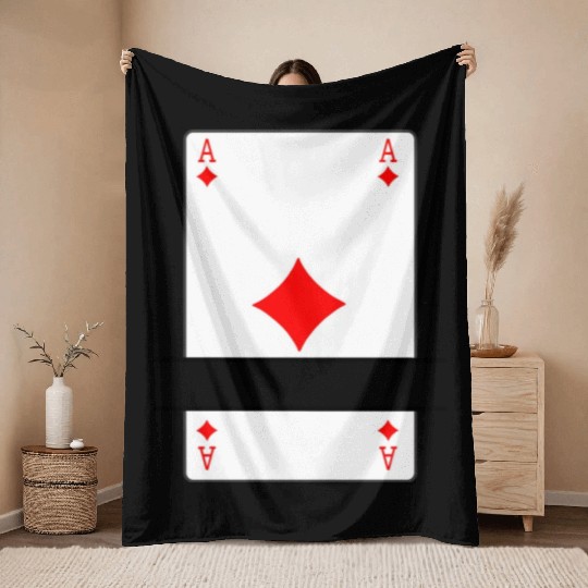 Playing card ace of diamonds with banner space Throw Blankets