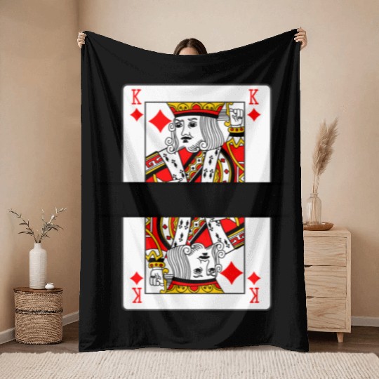 Playing card king of diamonds with banner space Throw Blankets