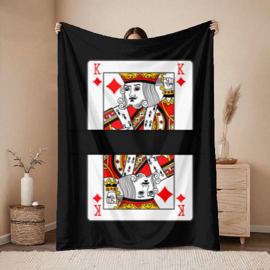 Playing card king of diamonds with banner space Throw Blankets