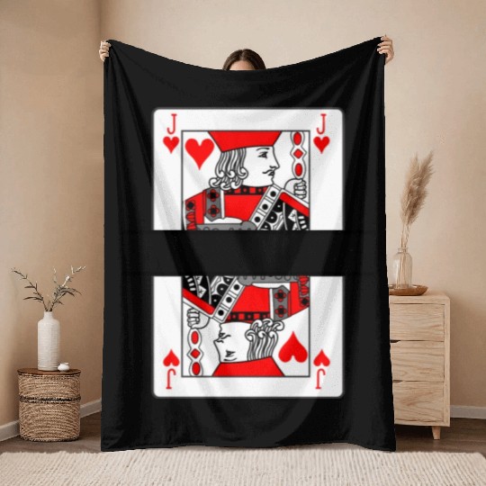 Playing card jack of hearts with banner space Throw Blankets