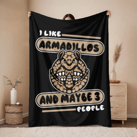 I Like Armadillos And Maybe 3 People Pink Fairy Throw Blankets