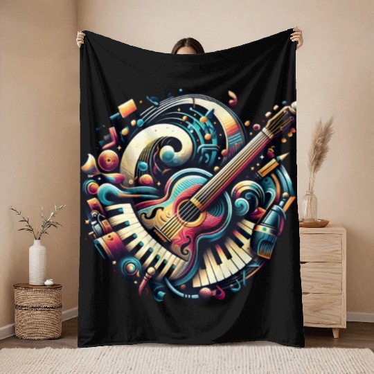 Rhythmic Echoes: The Artistic Symphony Throw Blankets