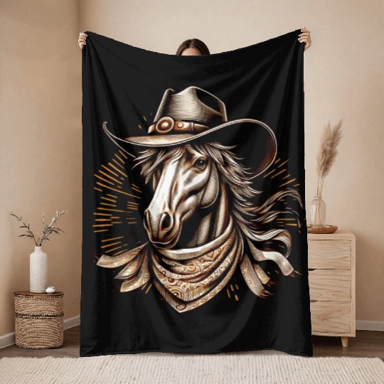 Cowboy Horse Throw Blankets