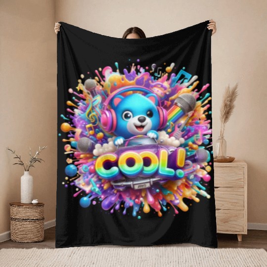 Cosmic Riffs: Splashes of Neon Hues - CooL! Throw Blankets