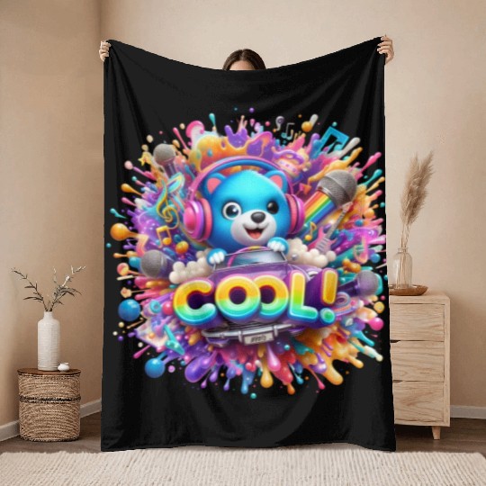 Cosmic Riffs: Splashes of Neon Hues - CooL! Throw Blankets