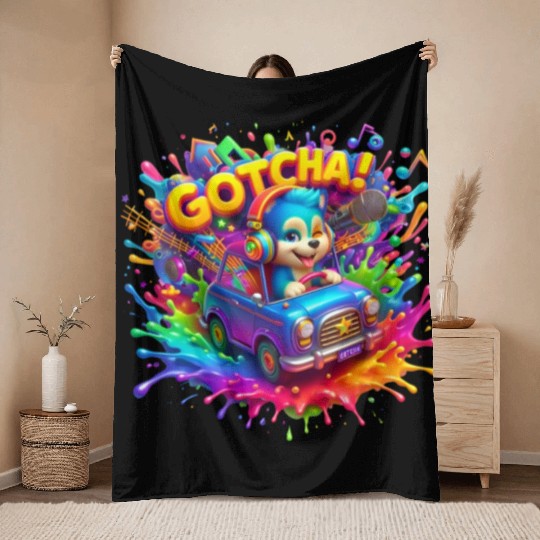 Stellar Cadence: Symphony of Neon Hues - GoTCha! Throw Blankets