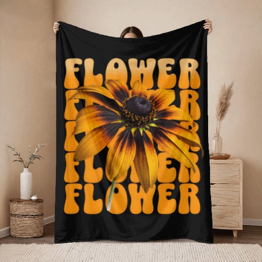Bold Sunflower in a Pop Art Frame Throw Blankets