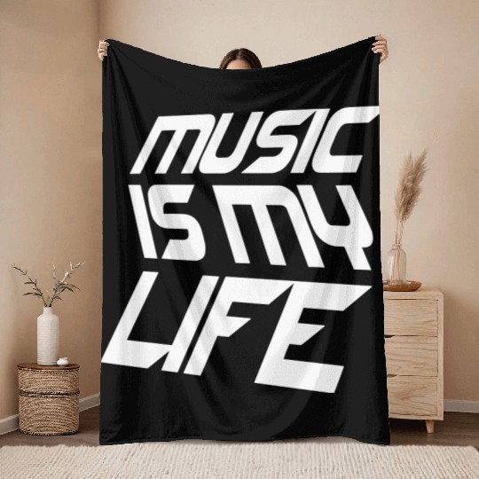 Music Is My Life Party Club Concert Sound Love Throw Blankets
