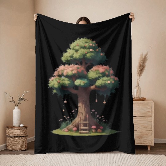 Colorful Tree Life is Really Good Tree Throw Blankets