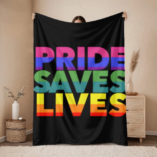 Gay pride LGBT community Support Pride Saves Lives Throw Blankets