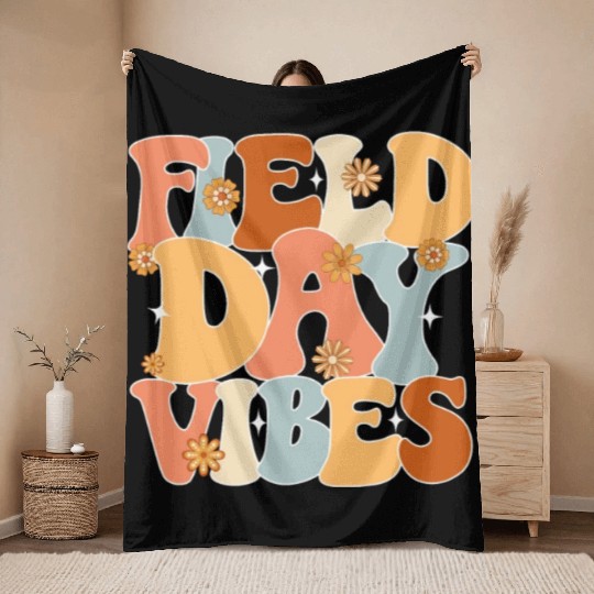 Field Day Vibes Outdoor Sunshine Flowers Throw Blankets