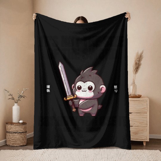 Longsword Gorilla Throw Blankets