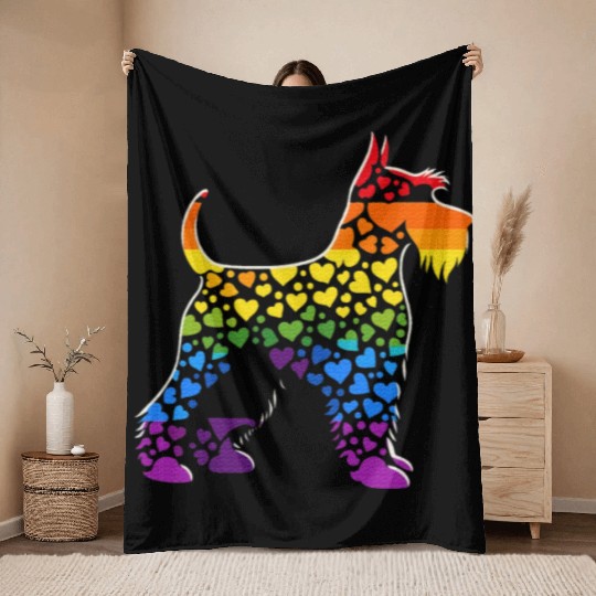 Miniature Schnauzer Rainbow LGBT Gay Pride Lesbian Throw Blankets