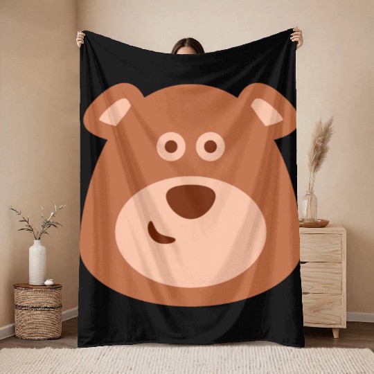 Cute Smiling Bear, Funny, Cartoon Throw Blankets