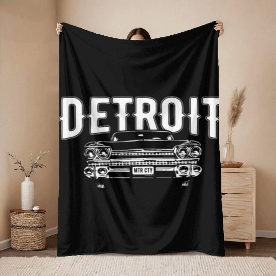 Detroit Michigan American Muscle Car Enthusiast Throw Blankets