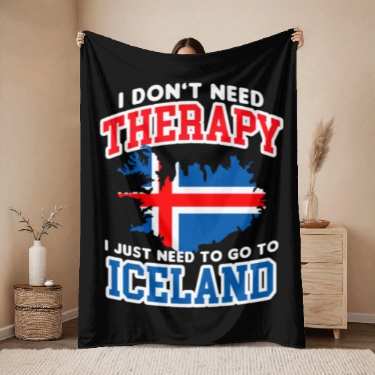 Iceland Flag Embrace The Northern Lights Design Throw Blankets