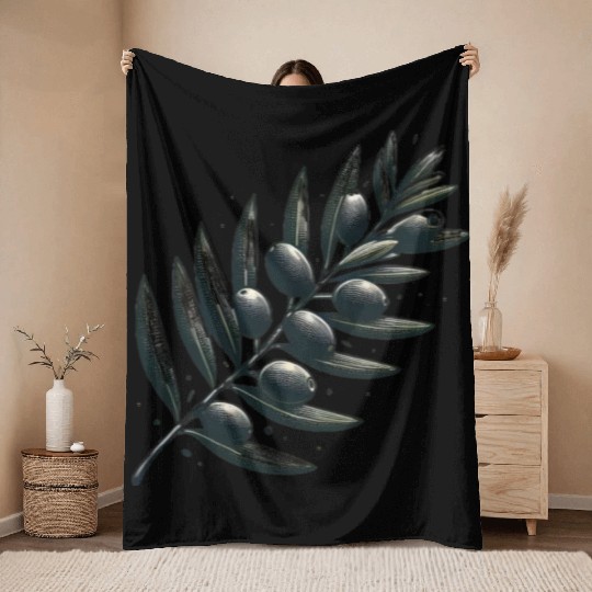 An olive Branch Throw Blankets