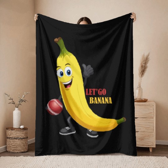 BANANA PLAY BASEBALL Throw Blankets