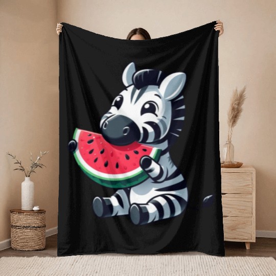 Zebra melon watermelon fruit fruity Throw Blankets