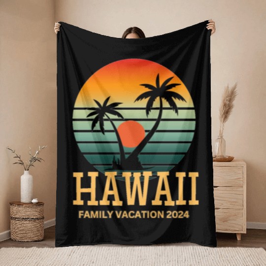 Hawaii Family Vacation 2024 Throw Blankets