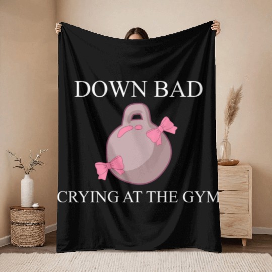 Down bad crying at the gym Throw Blankets