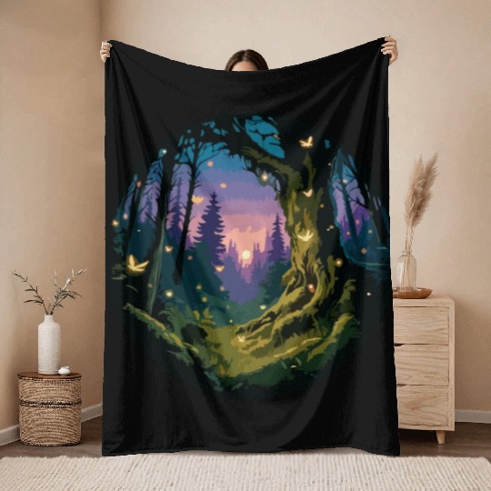 Enchanted Forest: Mystical Twilight Throw Blankets