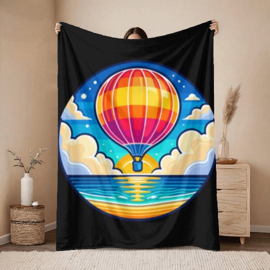 Skyward Journey: Soaring Hot Air Balloon Throw Blankets