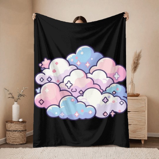 Sweet Dreams: Pastel Cloudscape Throw Blankets