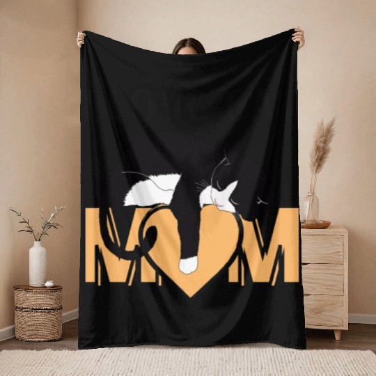 I Love Cat Mom Cats Lover Throw Blankets