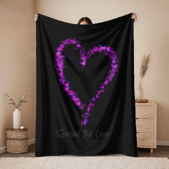 Spread the Love Glitter Heart Throw Blankets