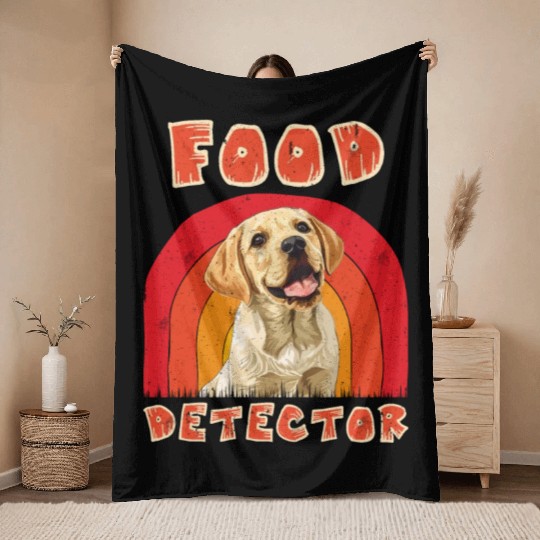 Labrador Lovers FOOD DETECTOR Funny Labrador Throw Blankets