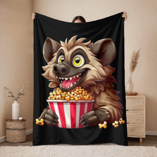 Hyena Predator Popcorn Cinema Night Throw Blankets