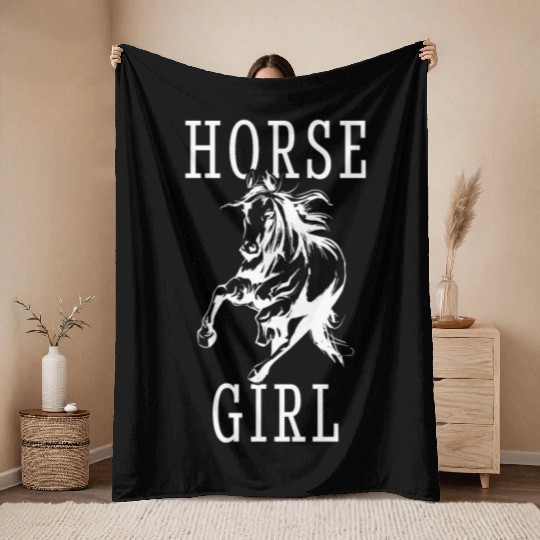 Horse Fan Racing Riding Head Sayings Farm Barn Throw Blankets