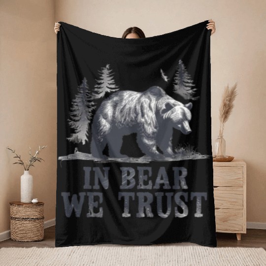 In Bear We Trust Wilderness Backbone Throw Blankets