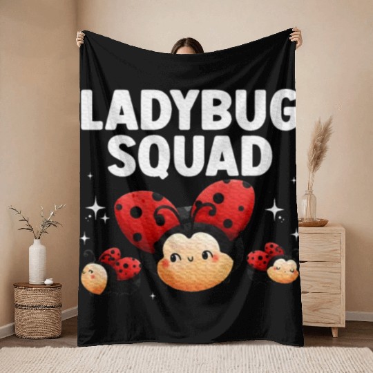 Cute Ladybug Squad Art Insect Ladybug Lover Throw Blankets