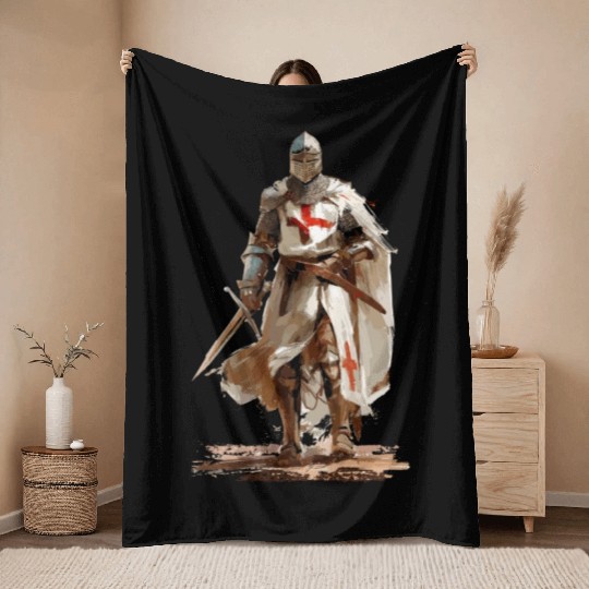German crusader - Knight templar - Child of God Throw Blankets