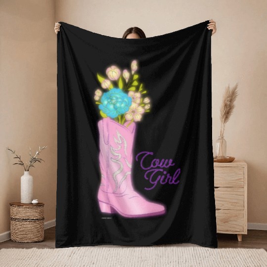 COW GIRL Throw Blankets