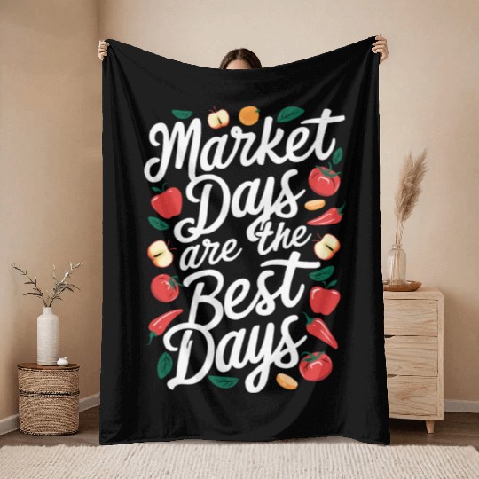 Farmers Market Farmer Agriculture Farming Food Throw Blankets