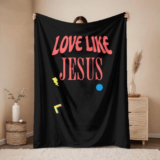 Love Like Jesus Modern Jesus Face Throw Blankets