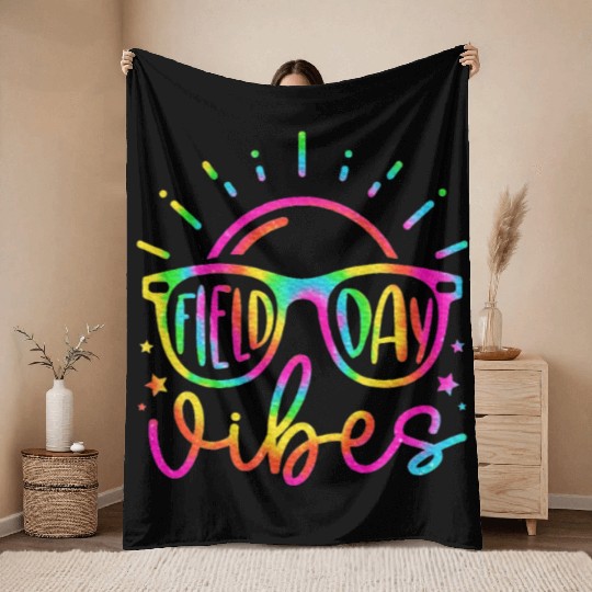 Field Day Vibes Teacher Kids Field Day 2024 Throw Blankets