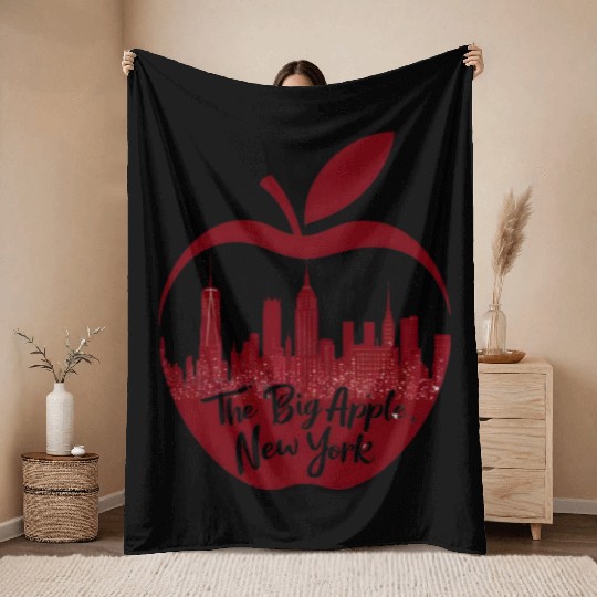 NYC Skyline Apple: Creative Throw Blankets