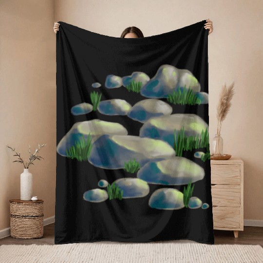 Serene Stones: A Watercolor Landscape Throw Blankets