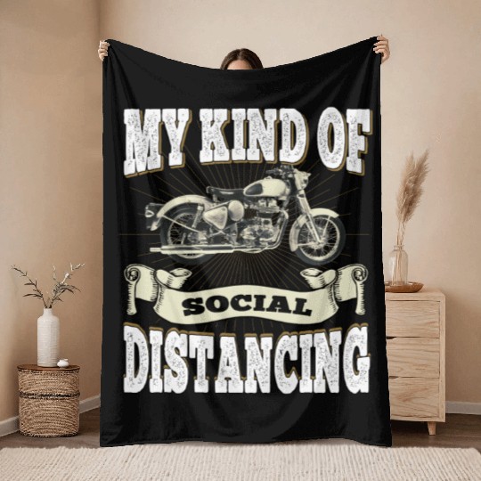 My Kind Of Social Distancing - Motorcycle Throw Blankets