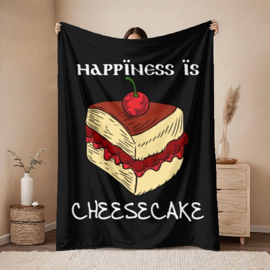 Discover Joy with Cheesecake Makes Happy Artwork Throw Blankets