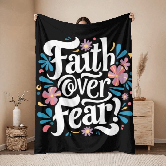 faith over fear Throw Blankets