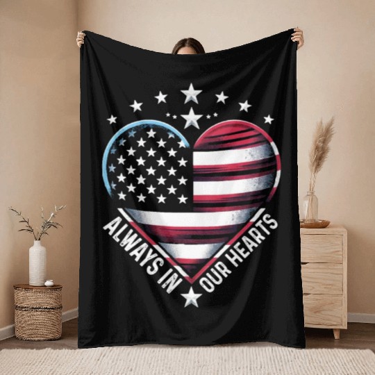 memorial day Always in Our Hearts Throw Blankets