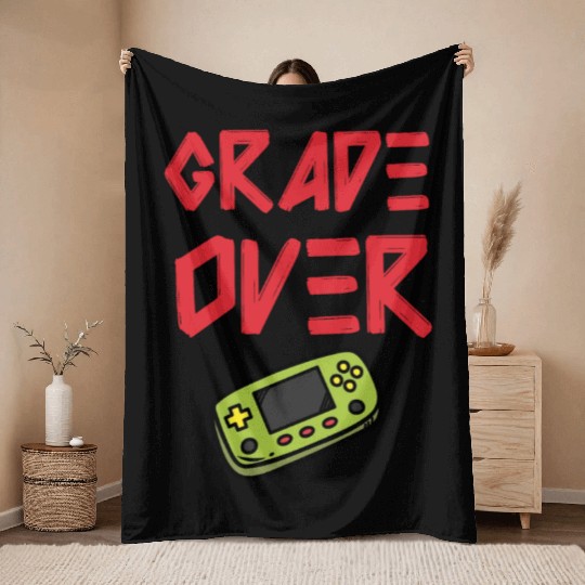 Grade Over : Funny Graduation in Games Style 2024 Throw Blankets