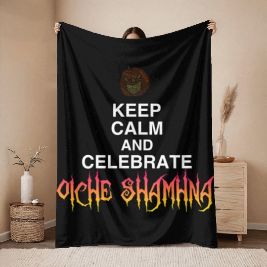 Keep Calm And Celebrate Oíche Shamhna Halloween Throw Blankets