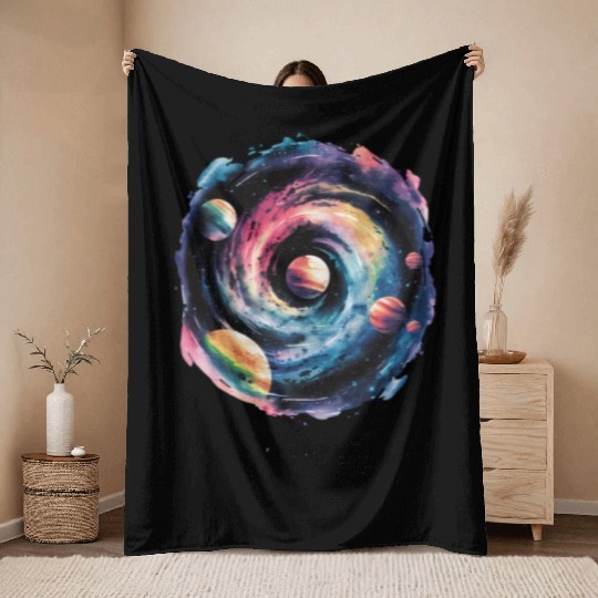 Dream Big Colorful Galaxy Spiral Throw Blankets