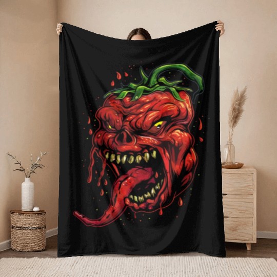 BBQ Hot Chili Carolina Reaper Hot Sauce Gift idea Throw Blankets